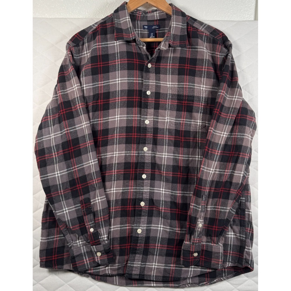 GAP Shirt Mens XL Multicolor Plaid Flannel Button Front Long Sleeve Pockets‎